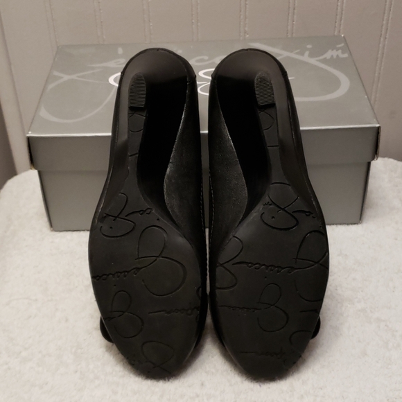 Jessica Simpson Ocho wedge heels,black leather, 7 - Picture 8 of 11